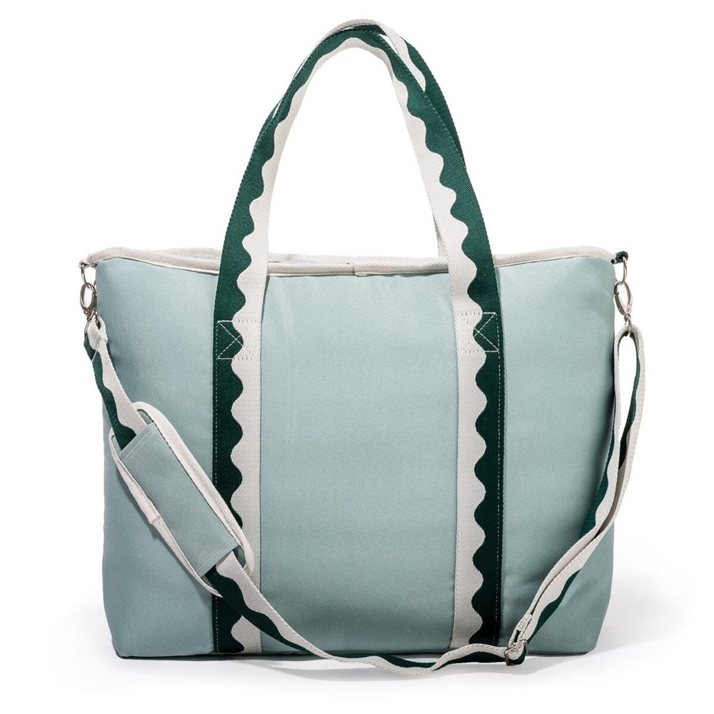 Chic Green and Cream Cooler Tote with Dual Color Handles - Picture 4 of 7